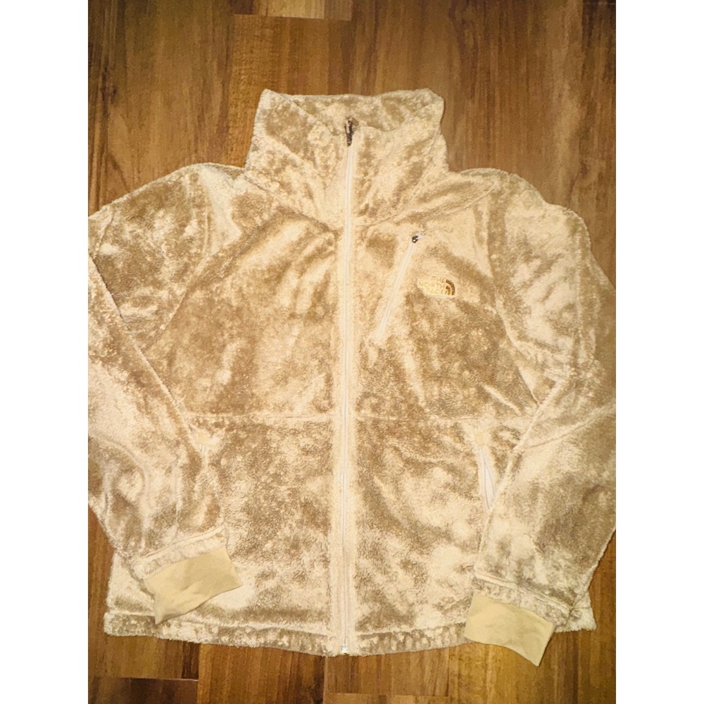 The North Face Osito Fleece Jacket Women XL Tan Beige Full Zip High Pile Soft